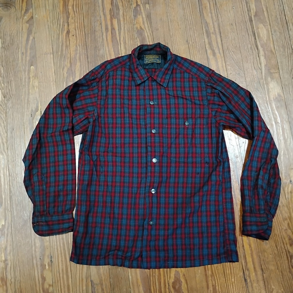 Vintage Pendleton Shirt Mens S Red Plaid Button 100% Virgin Wool USA Chore 60s - Picture 2 of 16